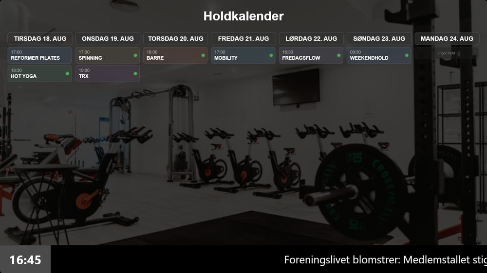 Infoskærm med holdplan hentet fra Flexybox